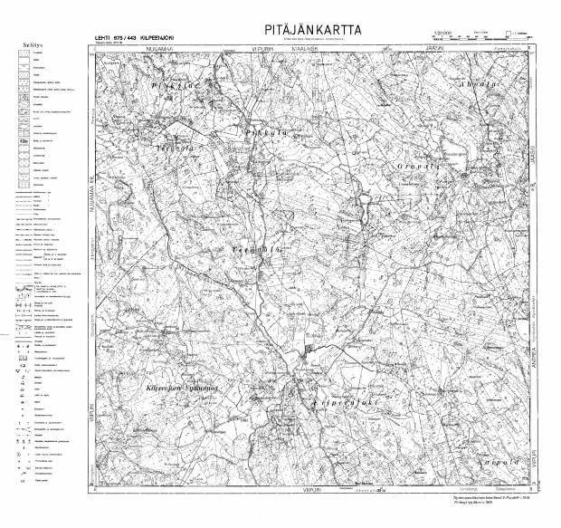 Komsomolskoje. Kilpeenjoki. Pitäjänkartta 411105. Parish map from 1943. Use the zooming tool to explore in higher level of detail. Obtain as a quality print or high resolution image