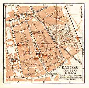 Košice (Kaschau, Kassa) city map, 1911