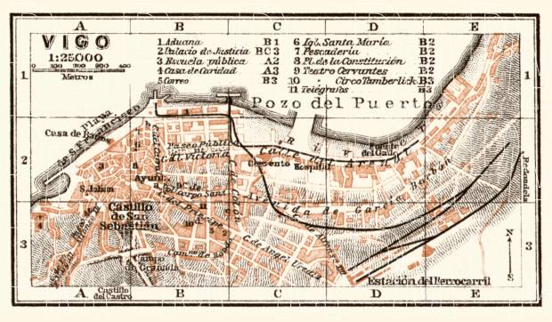 Vigo town plan, 1913. Use the zooming tool to explore in higher level of detail. Obtain as a quality print or high resolution image