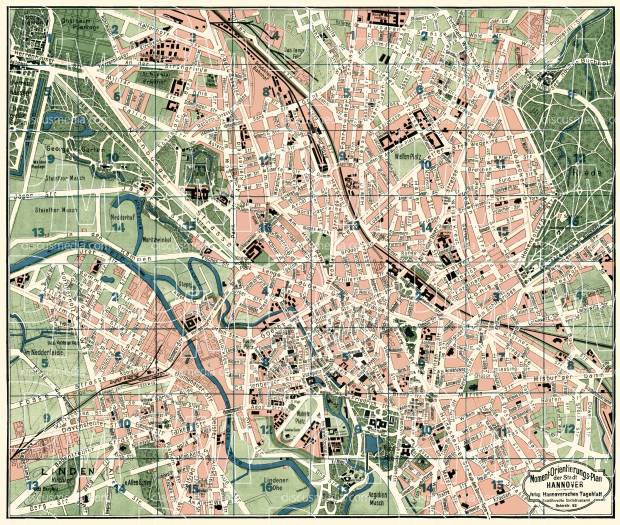 Hannover city map, 1922. Use the zooming tool to explore in higher level of detail. Obtain as a quality print or high resolution image