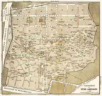 Pére Lachaise Cemetery map, 1903