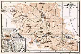 Jerez de la Frontera city map, 1913