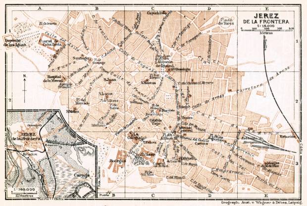 Jerez de la Frontera city map, 1913. Use the zooming tool to explore in higher level of detail. Obtain as a quality print or high resolution image