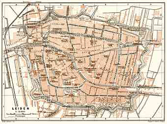 Leiden city map, 1909