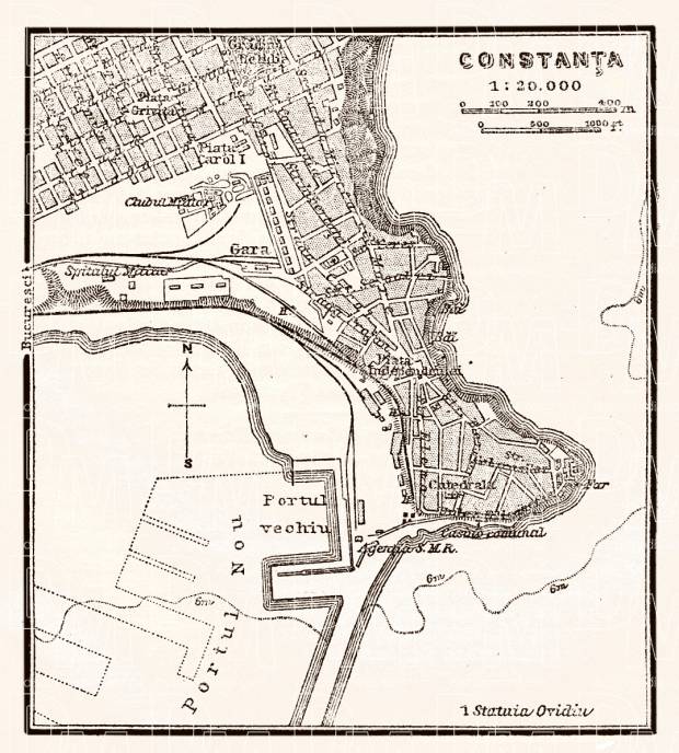 Constanța city map, 1905. Use the zooming tool to explore in higher level of detail. Obtain as a quality print or high resolution image