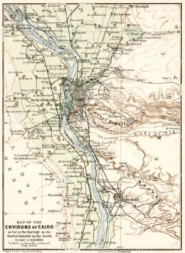 Cairo and environs map, 1911. Use the zooming tool to explore in higher level of detail. Obtain as a quality print or high resolution image