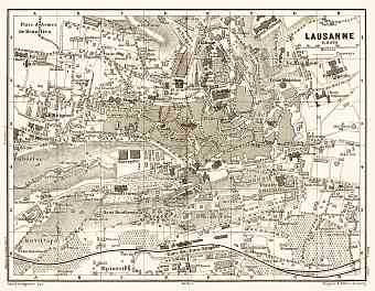 Lausanne city map, 1897