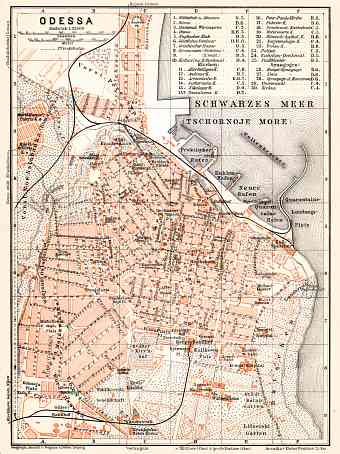 Odessa (Одесса, Odesa) city map, 1905