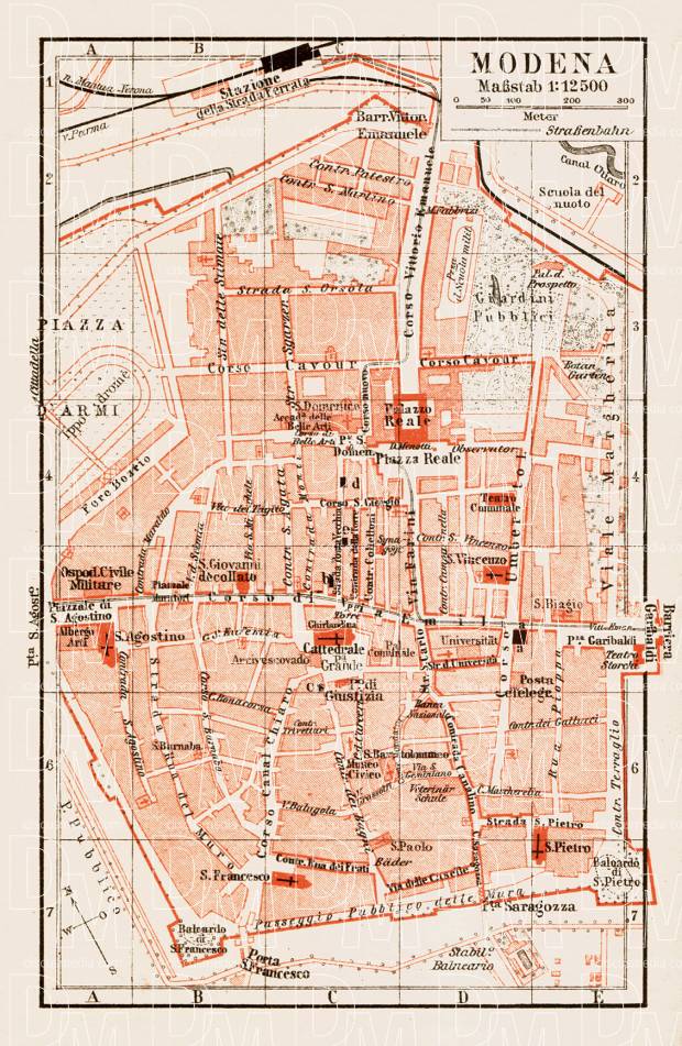 Modena city map, 1903. Use the zooming tool to explore in higher level of detail. Obtain as a quality print or high resolution image
