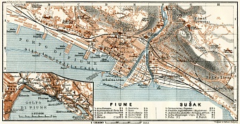 Rijeka and Sušak city map, 1929