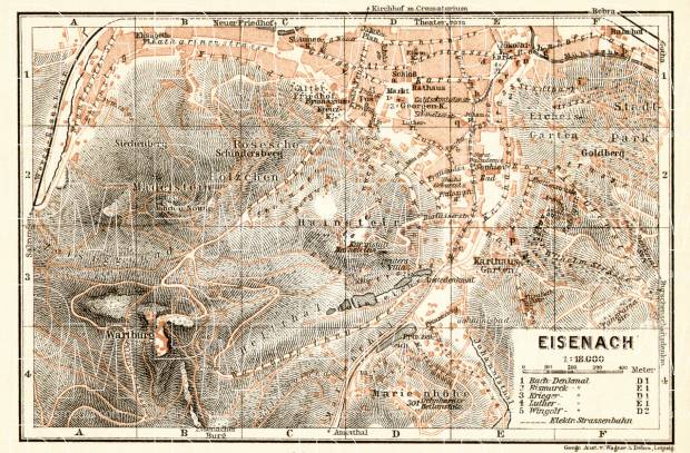Eisenach city map, 1906. Use the zooming tool to explore in higher level of detail. Obtain as a quality print or high resolution image