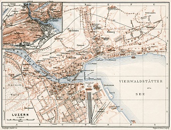 Lucerne (Luzern) city map, 1909