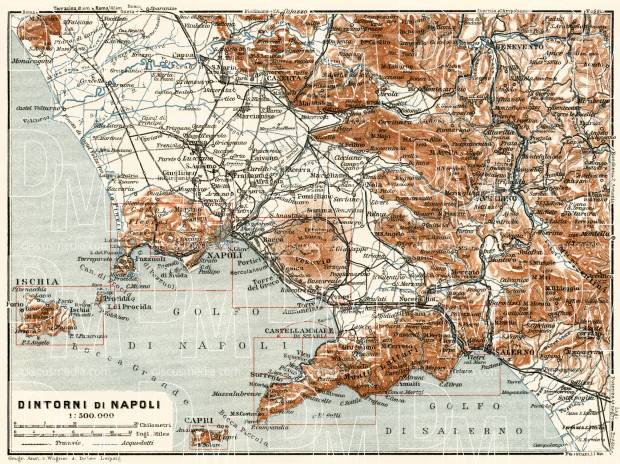 Naples (Napoli) environs general map, 1929. Use the zooming tool to explore in higher level of detail. Obtain as a quality print or high resolution image