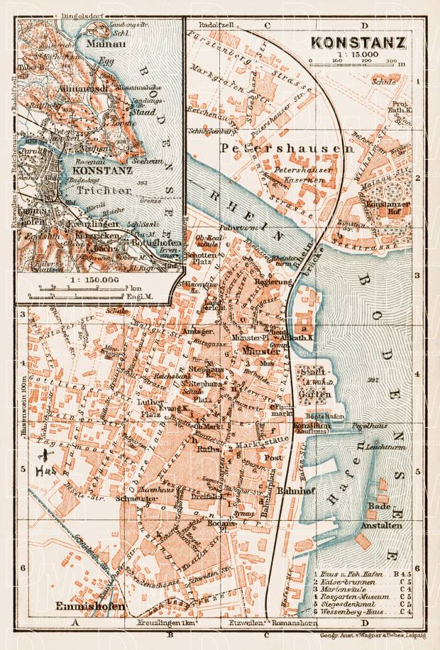 Constance (Konstanz) city map, 1909. Use the zooming tool to explore in higher level of detail. Obtain as a quality print or high resolution image