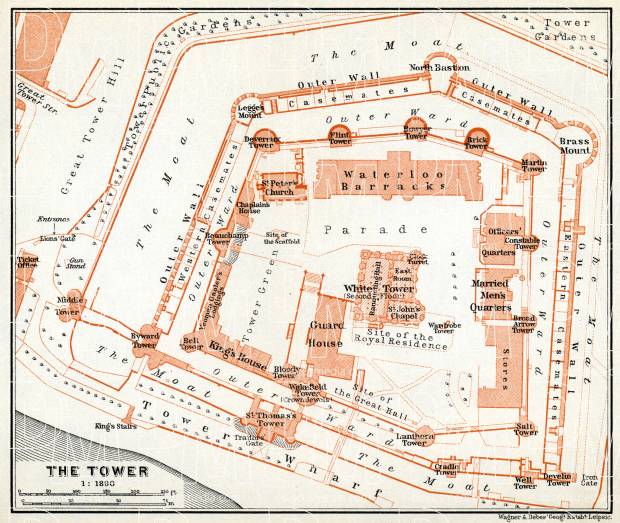 London. The Tower of London plan, 1909. Use the zooming tool to explore in higher level of detail. Obtain as a quality print or high resolution image