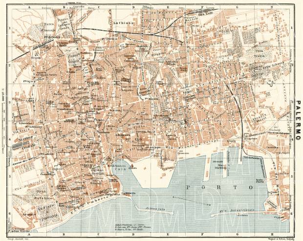 Palermo city map, 1929. Use the zooming tool to explore in higher level of detail. Obtain as a quality print or high resolution image
