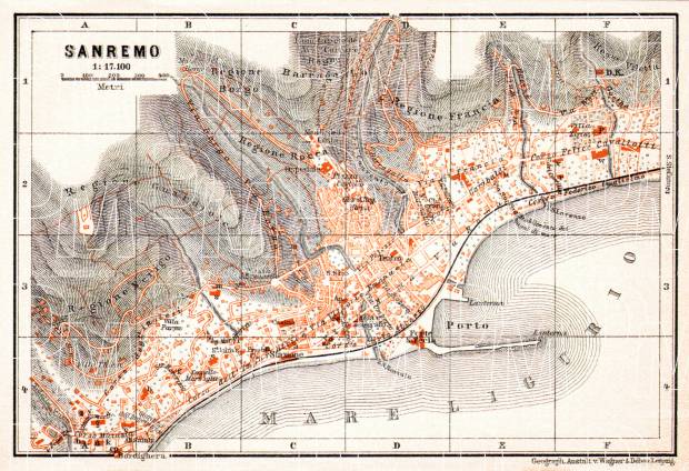 Sanremo city map, 1908. Use the zooming tool to explore in higher level of detail. Obtain as a quality print or high resolution image