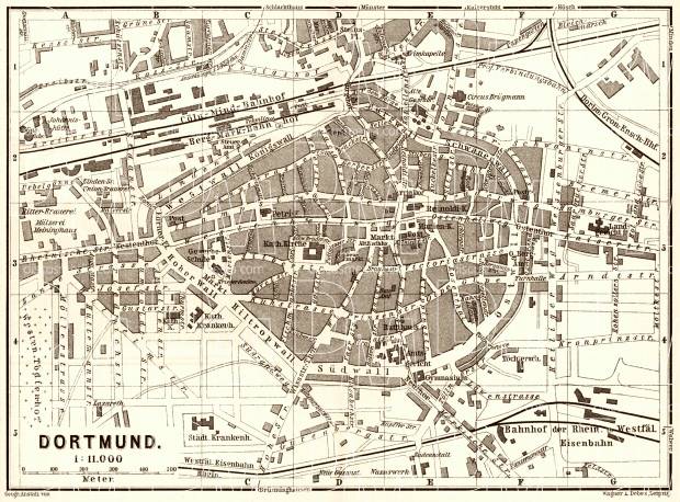 Dortmund city map, 1887. Use the zooming tool to explore in higher level of detail. Obtain as a quality print or high resolution image