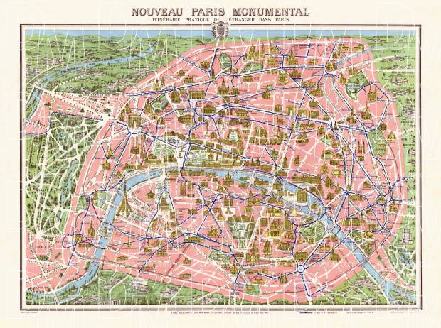 Paris environs, illustrated map, about 1910. Use the zooming tool to explore in higher level of detail. Obtain as a quality print or high resolution image
