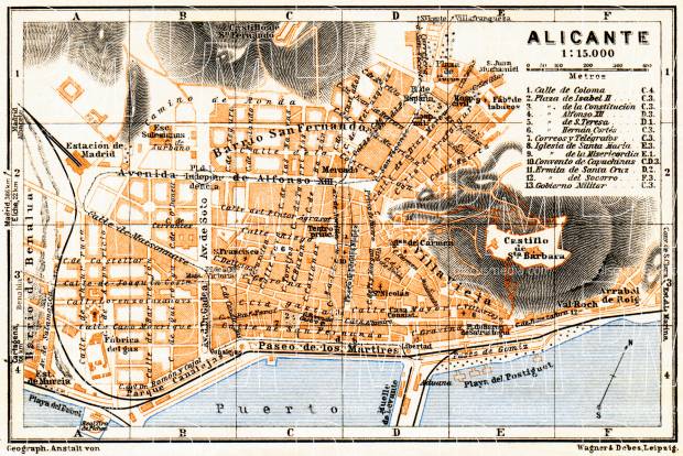 Alicante city map, 1929. Use the zooming tool to explore in higher level of detail. Obtain as a quality print or high resolution image