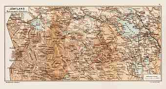 Jämtland region map. Östersund - Storlien, 1899