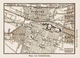 Map of the Schönbrunn palace environs in Vienna (Wien), 1903