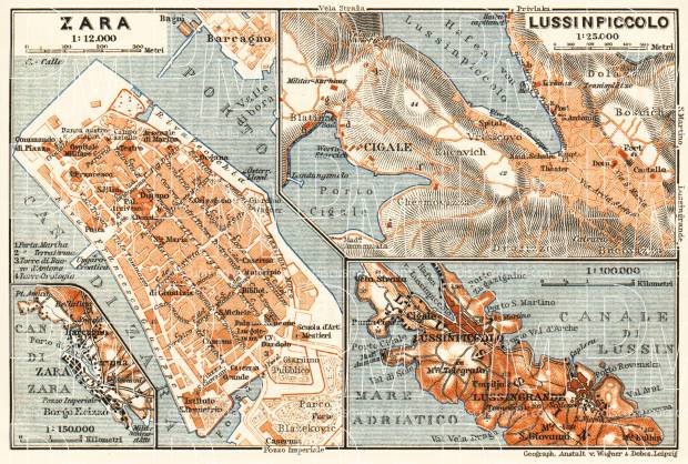 Maly Lošinj and environs. Zadar (Zara) and Environs, 1911. Use the zooming tool to explore in higher level of detail. Obtain as a quality print or high resolution image
