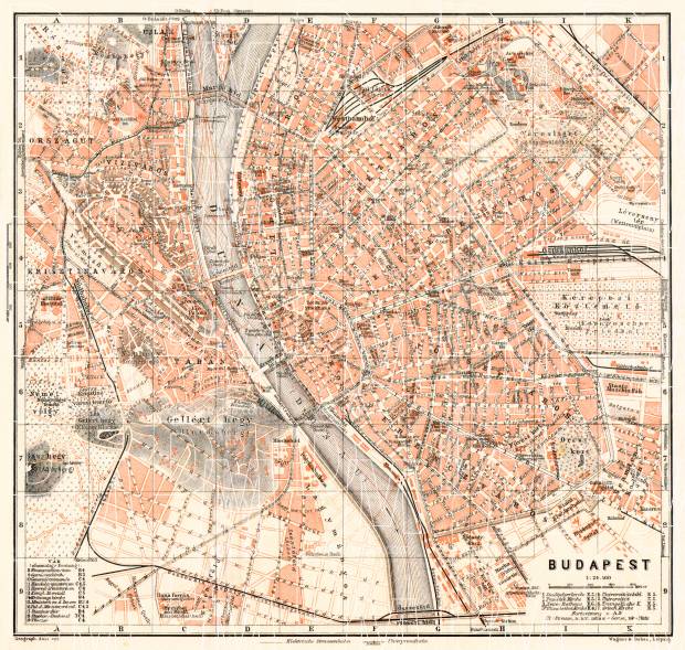 Budapest city map, 1913. Use the zooming tool to explore in higher level of detail. Obtain as a quality print or high resolution image