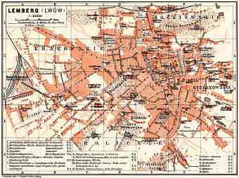 Lemberg (Львiв, L´viv) city map, 1911