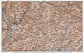 Dolomite Alps (Die Dolomiten) from Franzensfeste to Belluno district map, 1910