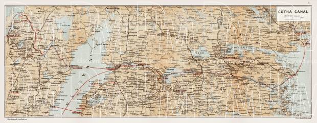 Götha (Göta) Canal map, 1899. Use the zooming tool to explore in higher level of detail. Obtain as a quality print or high resolution image