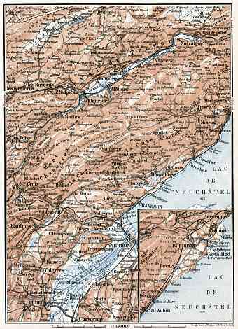Jura department map, central part, 1909