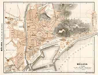 Málaga, city map. Environs of Málaga, 1911