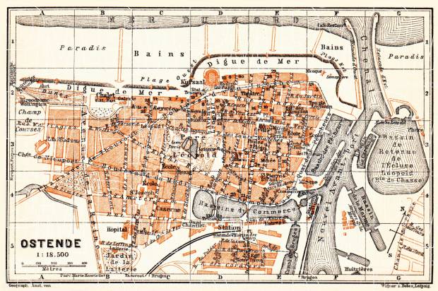 Ostend (Ostende) city map, 1904. Use the zooming tool to explore in higher level of detail. Obtain as a quality print or high resolution image