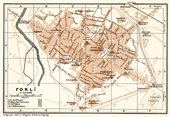 Forlì city map, 1909