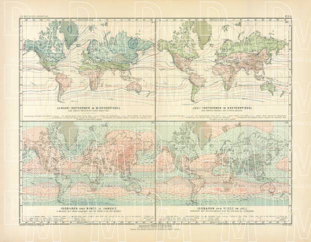 World Climate Map, 1905. Use the zooming tool to explore in higher level of detail. Obtain as a quality print or high resolution image
