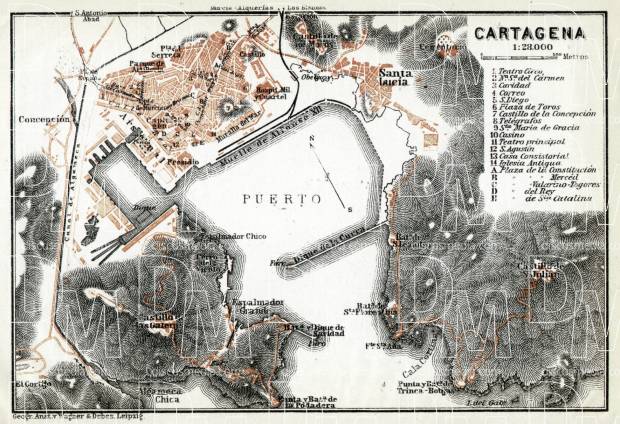 Cartagena city map, 1913. Use the zooming tool to explore in higher level of detail. Obtain as a quality print or high resolution image
