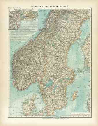 Central and Southern Scandinavia Map, 1905