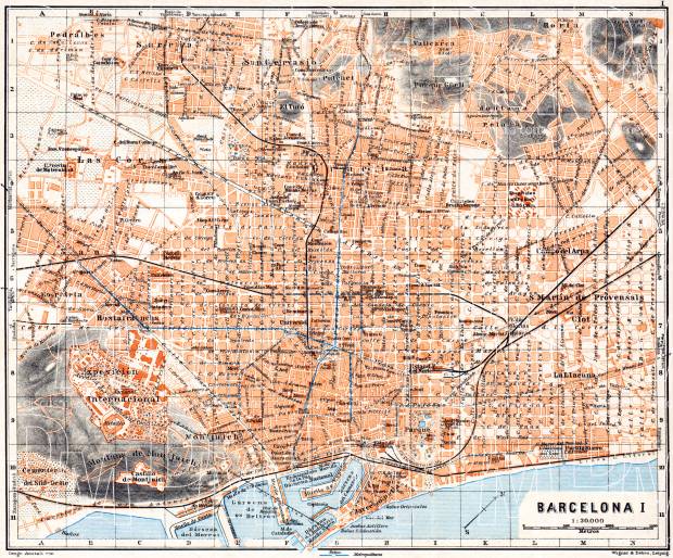 Barcelona city map, 1929. Use the zooming tool to explore in higher level of detail. Obtain as a quality print or high resolution image