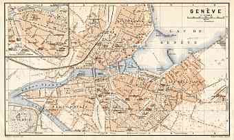 Geneva (Genf, Genève) city map, 1913