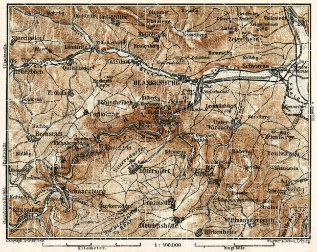 Blankenburg environs map, 1887. Use the zooming tool to explore in higher level of detail. Obtain as a quality print or high resolution image