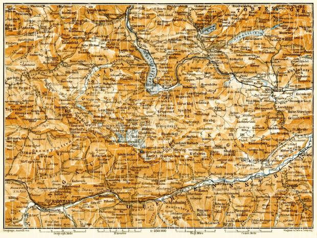 South Salzkammergut map, 1906. Use the zooming tool to explore in higher level of detail. Obtain as a quality print or high resolution image