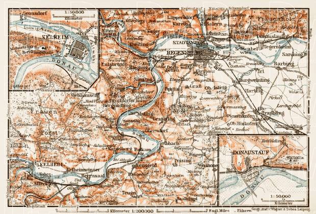 Map of the environs of Regensburg, 1909. Use the zooming tool to explore in higher level of detail. Obtain as a quality print or high resolution image