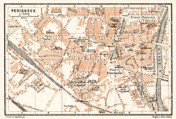 Périgueux city map, 1902. Use the zooming tool to explore in higher level of detail. Obtain as a quality print or high resolution image