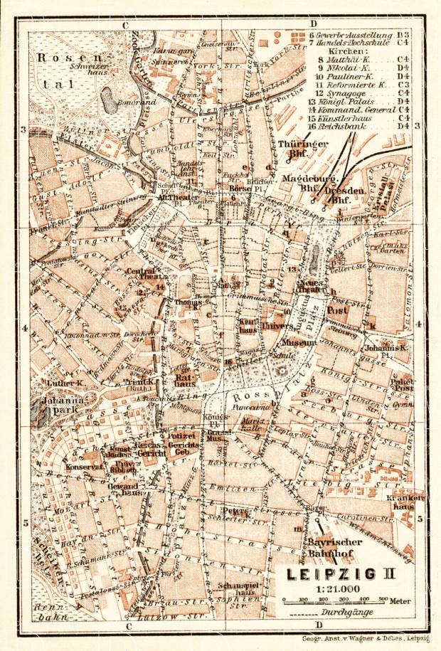 Leipzig, city centre map, 1906. Use the zooming tool to explore in higher level of detail. Obtain as a quality print or high resolution image
