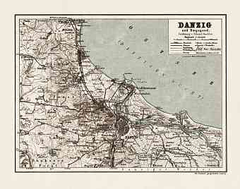 Danzig (Gdańsk) and environs map, 1911