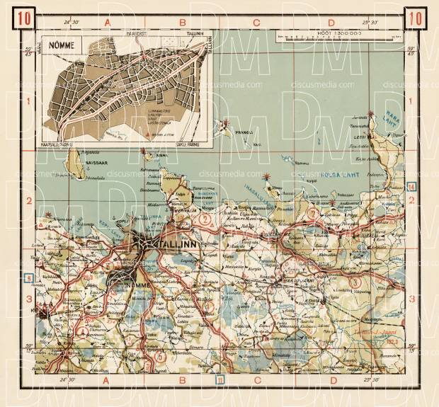 Estonian Road Map, Plate 10: Tallinn. 1938. Use the zooming tool to explore in higher level of detail. Obtain as a quality print or high resolution image