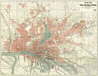 Hamburg, Altona and Wandsbek city map, 1894