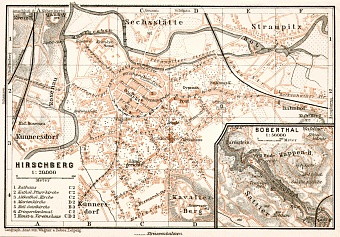 Hirschberg im Schlesien (Jelenia Góra) city map, 1911