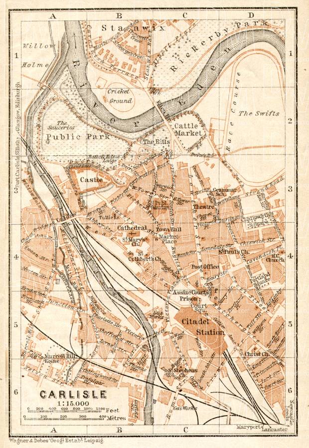 Carlisle city map, 1906. Use the zooming tool to explore in higher level of detail. Obtain as a quality print or high resolution image